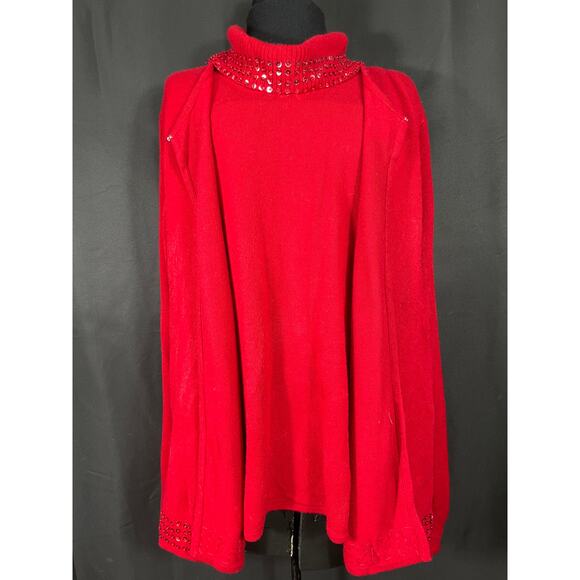 Vintage Red Sweater Set, Sequence, Plus Size 3X Maggie McNaughton, Turtle Neck - Picture 3 of 9